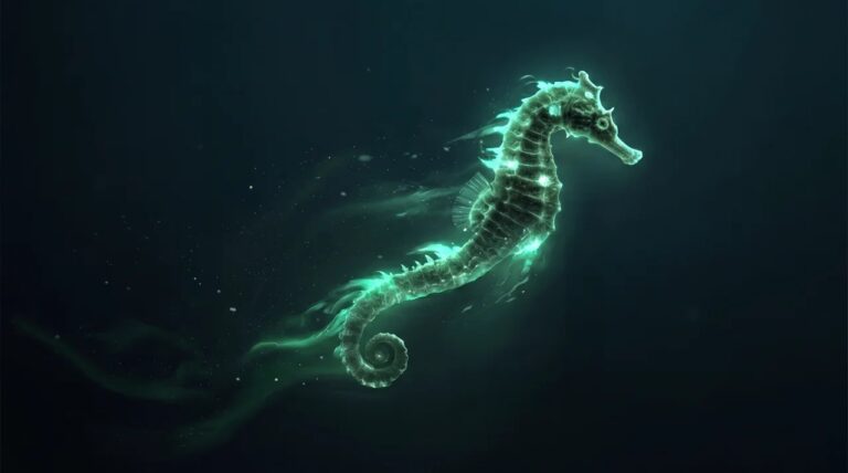 Glowing seahorse underwater, representing bespoke web design